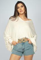 Blusa Moicana Malha Morcego Areia