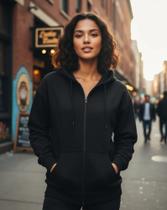 Blusa Moletom até o G8 Plus Size com ziper masculino feminino +capuz + bolso Blusa Moletom até o G8 Plus Size com ziper masculino feminino +capuz + bolso