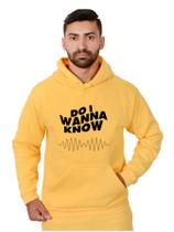 Blusa Moletom Banda Masculina Rock Com Bolso e Capuz Amarelo Blusa Moletom Banda Masculina Rock Com Bolso e Capuz Amarelo