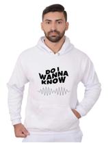 Blusa Moletom Banda Masculina Rock Com Bolso e Capuz Branco Blusa Moletom Banda Masculina Rock Com Bolso e Capuz Branco