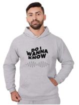 Blusa Moletom Banda Masculina Rock Com Bolso e Capuz Cinza Blusa Moletom Banda Masculina Rock Com Bolso e Capuz Cinza