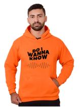 Blusa Moletom Banda Masculina Rock Com Bolso e Capuz Laranja Blusa Moletom Banda Masculina Rock Com Bolso e Capuz Laranja
