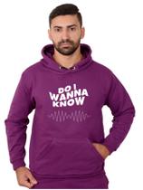 Blusa Moletom Banda Masculina Rock Com Bolso e Capuz Roxo