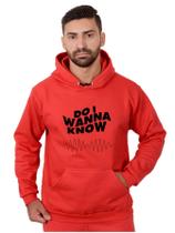 Blusa Moletom Banda Masculina Rock Com Bolso e Capuz Vermelho Blusa Moletom Banda Masculina Rock Com Bolso e Capuz Vermelho