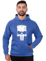 Blusa Moletom Bart Masculina Caveira Com Bolso e Capuz Azul Royal Blusa Moletom Bart Masculina Caveira Com Bolso e Capuz Azul Royal