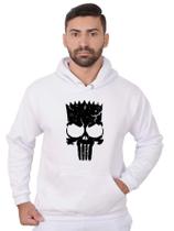 Blusa Moletom Bart Masculina Caveira Com Bolso e Capuz Branco Blusa Moletom Bart Masculina Caveira Com Bolso e Capuz Branco