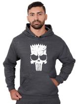 Blusa Moletom Bart Masculina Caveira Com Bolso e Capuz Chumbo Blusa Moletom Bart Masculina Caveira Com Bolso e Capuz Chumbo