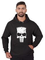 Blusa Moletom Bart Masculina Caveira Com Bolso e Capuz Preto Blusa Moletom Bart Masculina Caveira Com Bolso e Capuz Preto