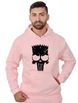 Blusa Moletom Bart Masculina Caveira Com Bolso e Capuz Rosa Blusa Moletom Bart Masculina Caveira Com Bolso e Capuz Rosa