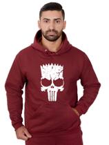 Blusa Moletom Bart Masculina Caveira Com Bolso e Capuz Vinho Blusa Moletom Bart Masculina Caveira Com Bolso e Capuz Vinho