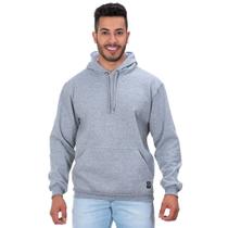 Blusa Moletom Blusão Cinza Unissex Capuz Canguru Inverno Blusa Moletom Blusão Cinza Unissex Capuz Canguru Inverno