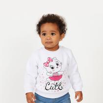 Blusa Moletom Branco Cute Cat