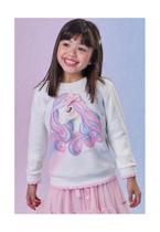 Blusa Moletom Branco Unicórnio Menina Infanti Blusa Moletom Branco Unicórnio Menina Infanti
