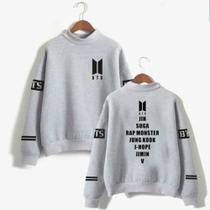 Blusa Moletom Bts Kpop Novo Logo Army Integrantes Nomes em algodão - BELLESTOREOFICIAL