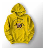 Blusa Moletom Canguru Bolso Borboletas Fases Da Lua