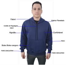 Blusa Moletom Canguru Capuz Azul Marinho