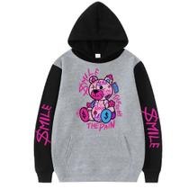 Blusa Moletom Canguru Capuz E Bolso Flanelado Unissex Streetwear Feminino urso Smile Tumblr manga mo