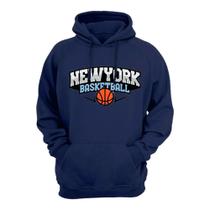 Blusa Moletom Canguru Com Capuz Ajustavel Estampa New York Basketball Estiloso Academia Dia a Dia