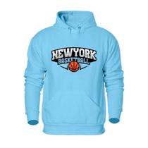 Blusa Moletom Canguru Com Capuz Ajustavel Estampa New York Basketball Estiloso Academia Dia a Dia
