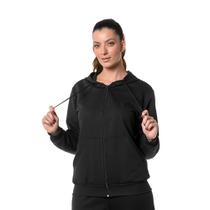 Blusa Moletom Canguru Feminino com Zíper Preto Blusa Moletom Canguru Feminino com Zíper Preto