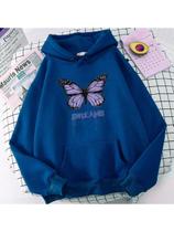 Blusa Moletom Canguru Feminino Dream Borboleta Sonhos Com Capuz e Cordão Bolso Moletons Unissex