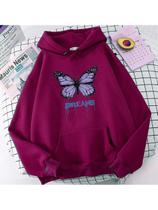 Blusa Moletom Canguru Feminino Dream Borboleta Sonhos Com Capuz e Cordão Bolso Moletons Unissex