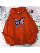 Blusa Moletom Canguru Feminino Dream Borboleta Sonhos Com Capuz e Cordão Bolso Moletons Unissex