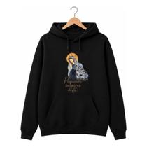 Blusa Moletom Canguru Feminino Religioso Pequenos Suspiros de Fé Com Capuz e Bolso Frontal