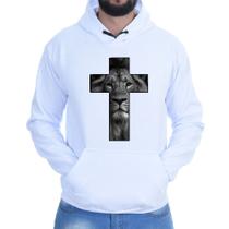 Blusa Moletom Canguru Flanelado Casual Leão Cruz