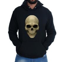 Blusa Moletom Canguru Flanelado Caveira Realista