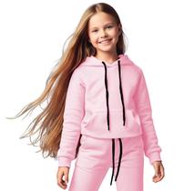 Blusa Moletom Canguru Infantil Com Capuz Bolso Liso