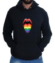 Blusa Moletom Canguru Língua Lgbt Arco Íris Novidade