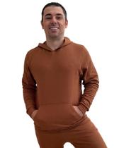 Blusa Moletom Canguru Lisa Masculino Flanelada Bolso Capuz