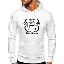 Blusa Moletom Canguru Masculina Com Capuz Mr. Snitram Bulldog - Branco