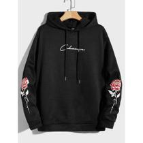 Blusa Moletom Canguru Masculino Change Flor Rosa Espinhos geek moda 2024 Blusa Moletom Canguru Masculino Change Flor Rosa Espinhos geek moda 2024