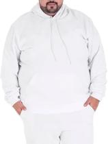 Blusa Moletom Canguru Masculino Plus Size - Branco