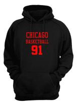 Blusa Moletom Capuz Basquete Chicago Basketball Número 91 Blusa Moletom Capuz Basquete Chicago Basketball Número 91