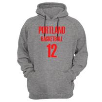 Blusa Moletom Capuz Basquete Portland Basketball número 12 Blusa Moletom Capuz Basquete Portland Basketball número 12
