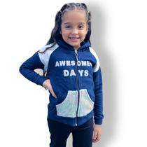 Blusa Moletom Casaco De Frio Flanelada Menina Zíper Capuz Blusa Moletom Casaco De Frio Flanelada Menina Zíper Capuz