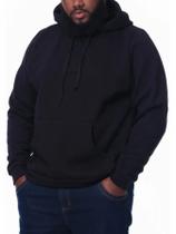 Blusa Moletom Com Capuz e Bolso Canguru Plus Size Preto