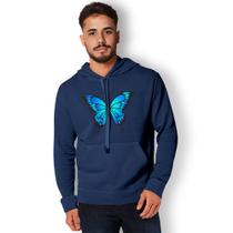 Blusa moletom Com Estampa Borboleta Azul Casaco unissex de inverno