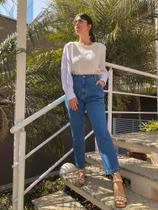 Blusa Moletom Com Manga Em Tricoline - Cor Branco