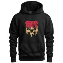 Blusa Moletom De Frio Feminino Masculino Canguru Estampado Recheio Urso Capuz