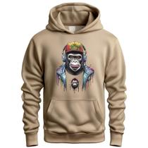 Blusa Moletom De Frio Feminino Masculino Estampado Monkey Fil Capuz