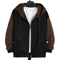 Blusa Moletom de Zíper Com Capuz e Bolso Canguru 2 Cores Estilo Casual Masculino Liso Blusa Moletom de Zíper Com Capuz e Bolso Canguru 2 Cores Estilo Casual Masculino Liso