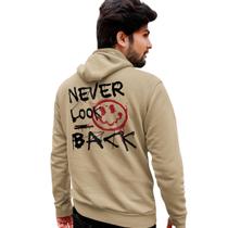 Blusa Moletom Estampado Masculino em Algodão 30.1 Never Look Back Smile