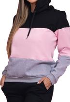 Blusa Moletom Fechado Haldrys com Recortes Punhos e Capuz Regulavel