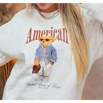 Blusa Moletom Feminina 100% Algodão Casaco Confotavel Felpudo Tendencia Ursinhos Estilosos
