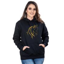 Blusa Moletom Feminina Bolso Canguru Capuz Cavalo Conforto Blusa Moletom Feminina Bolso Canguru Capuz Cavalo Conforto