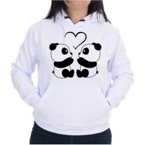 Blusa Moletom Feminina Canguru Flanelado Casual Casal Panda